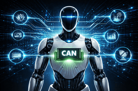 Industrial robot using CAN communication to connect and coordinate internal systems